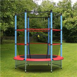 Picture of Costway SP37175BL 55 in. Youth Jumping Round Trampoline with Safety Pad Enclosure, Blue