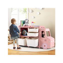 Picture of Costway TP10009PI Toddler Truck Storage Organizer with Plastic Bins&#44; Pink