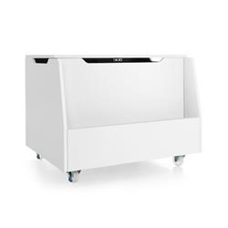 TP10016WH Wooden Mobile Toy Storage Organizer with Bookshelf & Lockable Wheels, White