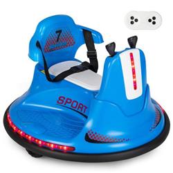 TQ10082US-BL 6V Bumper Car for Kids Toddlers Electric Ride On Car Toy with 360 deg Spin, Blue