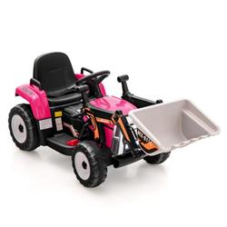 TQ10103US-PI 12V Battery Powered Kids Ride on Excavator Toy with Adjustable Arm & Bucket, Pink