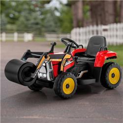 TQ10104US-RE 12V Kids Ride on Road Roller Toy with 2.4G Remote Control, Red