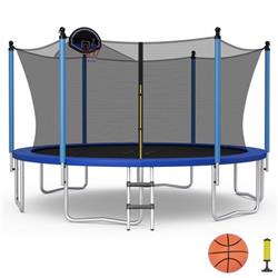 Picture of Costway TW10068- 15 ft. Outdoor Recreational Trampoline with Ladder & Enclosure Net