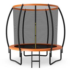 Picture of Costway TW10070OR- 8 ft. ASTM Approved Recreational Trampoline with Ladder, Orange
