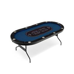 Picture of Costway UY10016US-BL Foldable 10-Player Poker Table with LED Lights & USB Ports Ideal for Texas Casino&#44; Blue