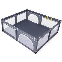 UY10025SH Large Infant Baby Playpen Safety Play Center Yard with 50 Ocean Balls, Dark Gray -  Costway