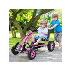 TY283250PI 4-Wheel Kids Ride On Pedal Powered Bike Go Kart Racer Car Outdoor Play Toy, Pink -  Costway