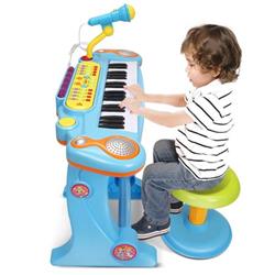 Picture of Costway TY566336PI Kids Electronic 37 Key Toy Piano with Microphone & Stool&#44; Pink