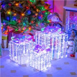 CM24286US Iridescent Christmas Gift Box with Iridescent Bows - Set of 3