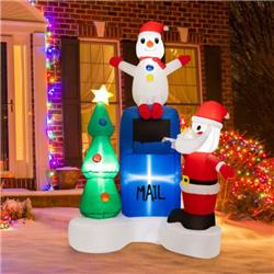 CM24293US 6 ft. Lighted Inflatable Mailbox Santa Claus Snowman Christmas Tree