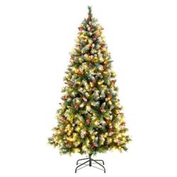 CM24427US 6.5 ft. Hinged Christmas Tree with 450 PVC Branch Tips & 200 Warm White LED Lights