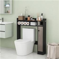 BA7881DK Bathroom Over The Toilet Floor Storage Organizer with Adjustable Shelves, Black