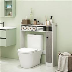 BA7881WH Bathroom Over The Toilet Floor Storage Organizer with Adjustable Shelves, White