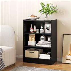CB10458DK 3-Tier Bookcase Open Display Rack Cabinet with Adjustable Shelves, Black