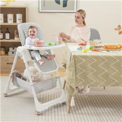 AD10034HS Convertible High Chair with Reclining Backrest for Babies & Toddlers, Gray -  Total Tactic