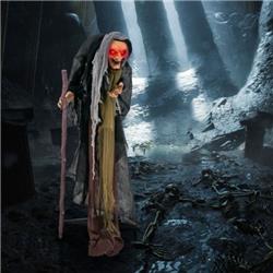 CM23950 Life Size Animatronic Witch Halloween Decoration with Pre-Recorded Phrases