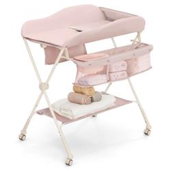 AC10008PI Baby Diaper Changing Table with Water Basin Wheel, Pink