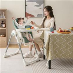 AD10018GN 4-in-1 Foldable Baby High Chair with 7 Adjustable Heights & Free Toys Bar, Green -  Total Tactic