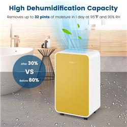 Picture of Total Tactic ES10261US-YW 32 Pints Day Portable Quiet Dehumidifier for Rooms Up to 2500 sq ft.&#44; Yellow