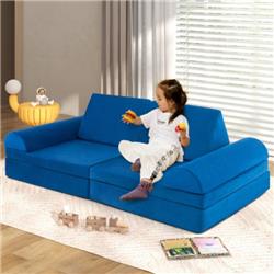 HV10405BL Convertible Kids Sofa Playset with Zipper, Blue - 8 Piece