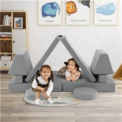 HV10406HS Kids Play Couch Sofa with Portable Handle, Gray - 10 Piece