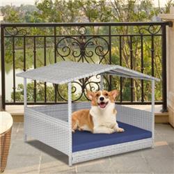Picture of Total Tactic HW71320NY Wicker Dog House with Waterproof Roof & Washable Cushion Cover&#44; Navy