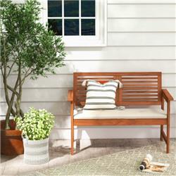 JV11109 2-Person Solid Wood Patio Bench with Backrest & Cushion