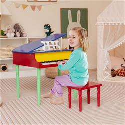 Picture of Total Tactic MU10035CL 30-Key Wood Grand Kids Toy Piano with Bench & Music Rack&#44; Multi Color
