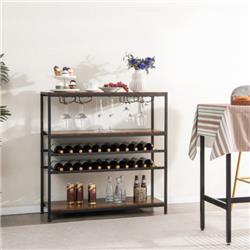 Picture of Total Tactic JV10903 5-Tier Wine Rack Table with Glasses Holder