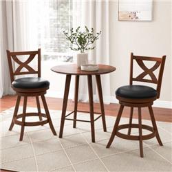 JV10984ES-24 Classic Counter Height Swivel Bar Stool Set with X-Shaped Open Back - Medium - 2 Piece -  Total Tactic