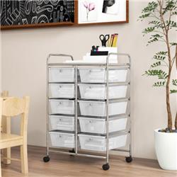 JV11073CL 10-Drawer Rolling Storage Cart, Transparent