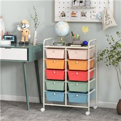 JV11073GX 10-Drawer Rolling Storage Cart, Multi Color