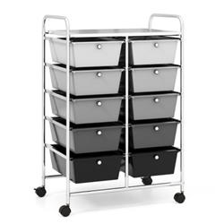 JV11073KM 10-Drawer Rolling Storage Cart, Gray