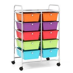 JV11073MT 10-Drawer Rolling Storage Cart, Deep Multi Color