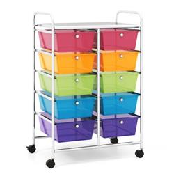 JV11073RB 10-Drawer Rolling Storage Cart, Transparent Multi Color