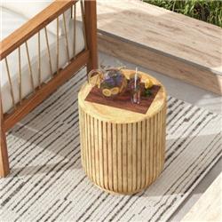 Picture of Total Tactic NP11262 2-in-1 Design Weather Resident Rock End Table with Wood Grain for Living Room