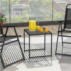 NP11164 Tempered Glass Side Table with Metal Frame for Indoor & Outdoor