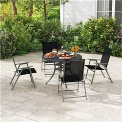 NP11024BK-4 Patio Folding Chair Set with Rustproof Metal Frame, Black - Set of 4