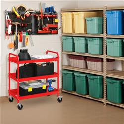 Picture of Total Tactic TH10056RE 3-Tier Metal Utility Cart with Lockable Casters & Handles&#44; Red