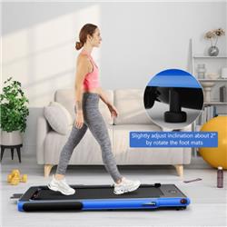 SP37914US-NY 2.25HP 2-in-1 Folding Treadmill with APP Speaker Remote Control, Navy -  Total Tactic