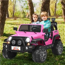 TQ10152US-PIPlus 12V 2-Seater Ride on Car Truck with Remote Control & Storage Room, Pink