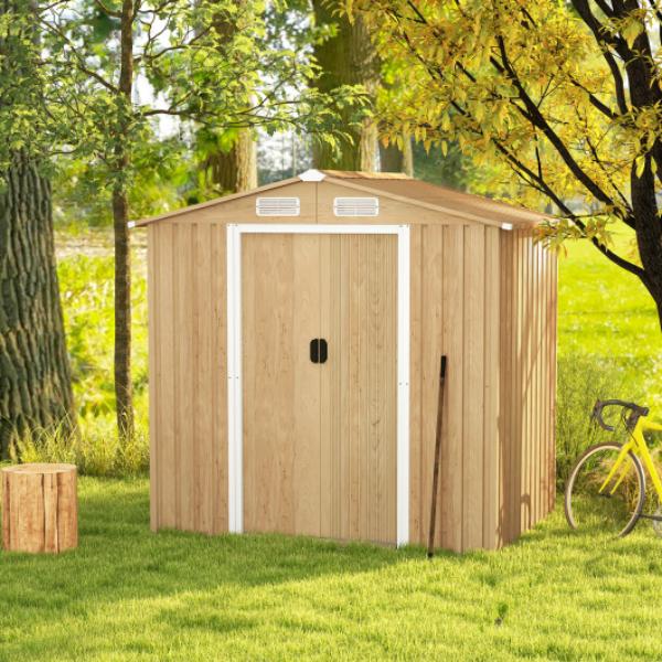 GT4106NA Galvanized Steel Storage Shed - Natural - 6 x 4 ft - Lockable Sliding Doors