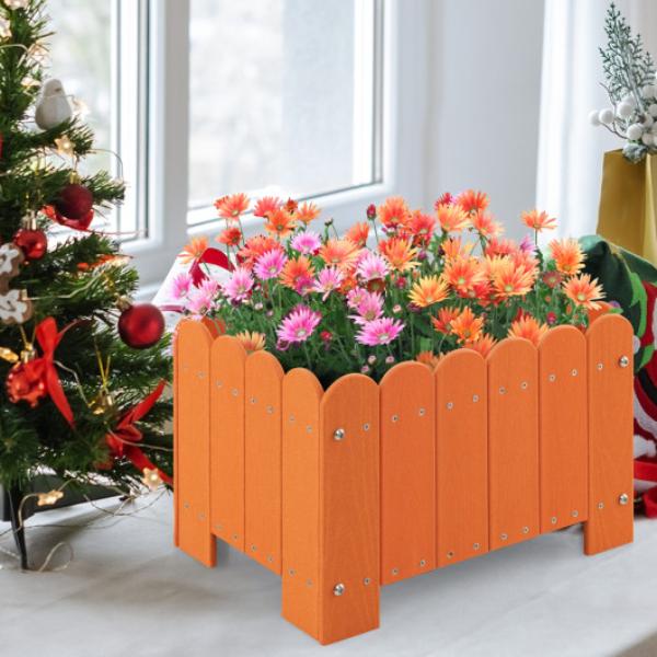 GT4116YW-2 Rectangular Planter Box with Drainage Gaps for Front Porch Garden Balcony - Orange - Pack of 2