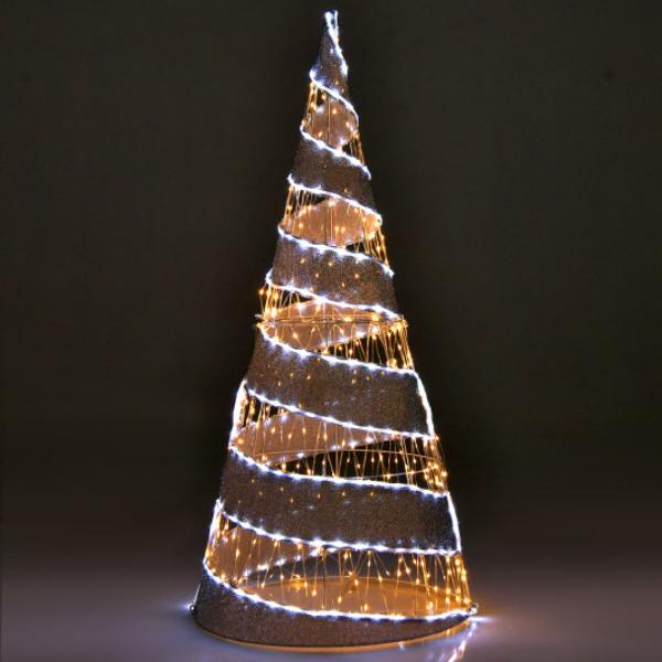 Picture of Total Tactic CM24605US 5 ft. Pre-Lit Christmas Cone Tree with 300 Warm & 250 Cold White LED Lights&#44; White