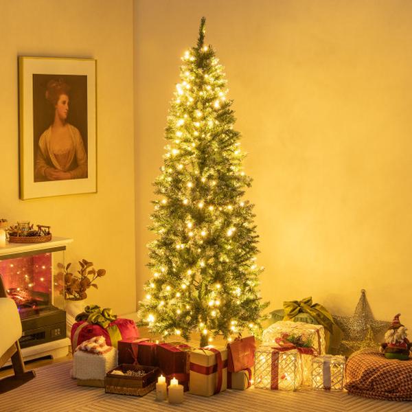 CM24537US 6 ft. Pre-Lit Artificial Christmas Tree with 618 Snowy Branch Tips, Blue & Green