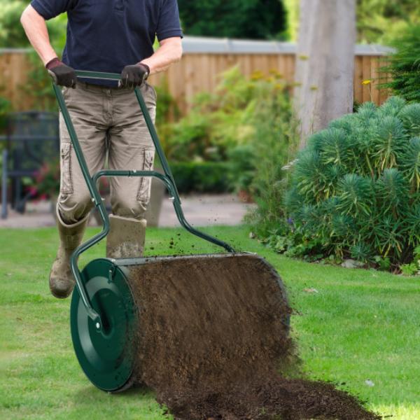 GT4123GN 24 in. Peat Moss Spreader with Upgrade Side Latches & U-Shape Handle, Green