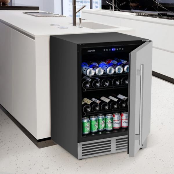 Picture of Total Tactic FP10383US-SL 24 in. Beverage Refrigerator with Removable Shelves & Adjustable Temperature&#44; Silver