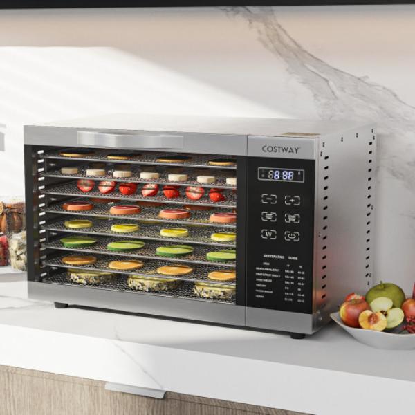 Picture of Total Tactic ES10169US-SL Food Dehydrator with 8 Detachable Mesh Trays for Fruit Meats Vegetables&#44; Silver