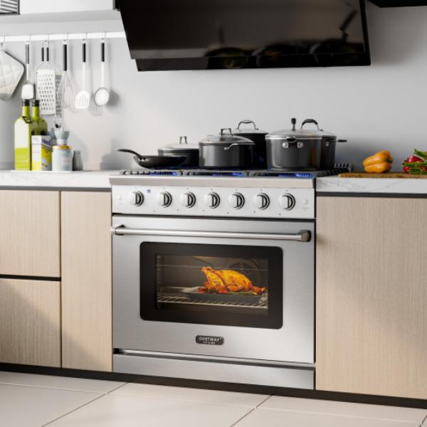 FP10542 36 in. Freestanding Natural Gas Range with 6 Burners Cooktop - Stainless Steel
