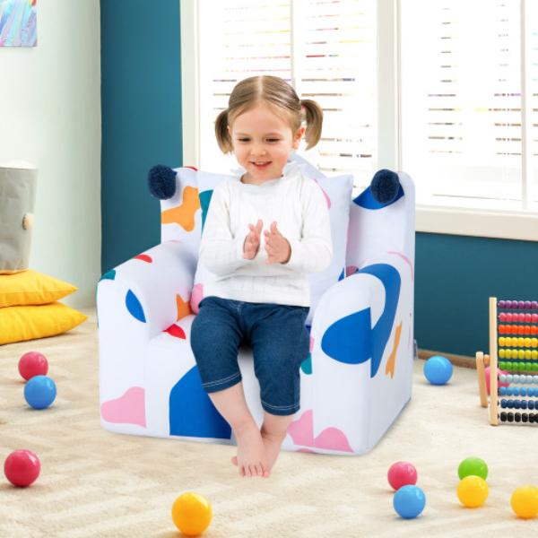 HY10222WH High-Density Padding Kids Sofa with Armrest & Extra Pilow, Multi Color